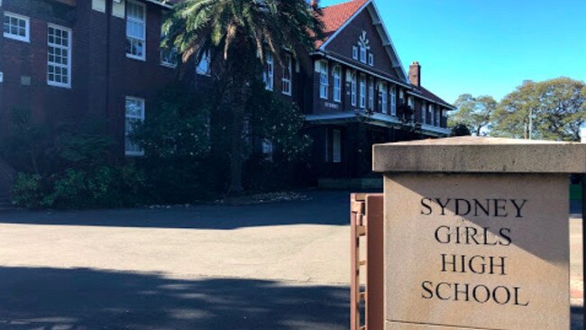 Sydney Girls High School has called off a trial HSC exam after a student tested positive for COVID-19. Picture: Google Maps