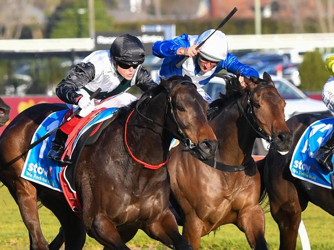 Mr Brightside (NZ) ridden by Craig Williams wins the Stow Storage Memsie Stakes at Caulfield Racecourse on September 02, 2023 in Caulfield, Australia. (Photo by Pat Scala/Racing Photos via Getty Images)