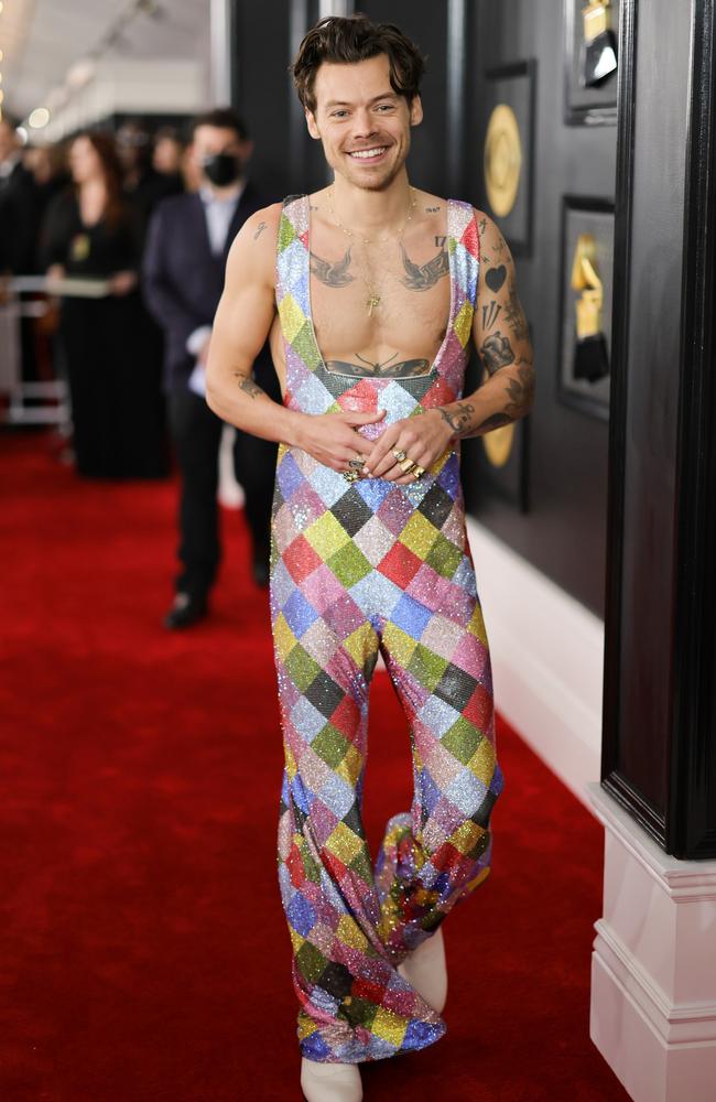 Harry Styles smiles on the red carpet. Picture: Getty Images