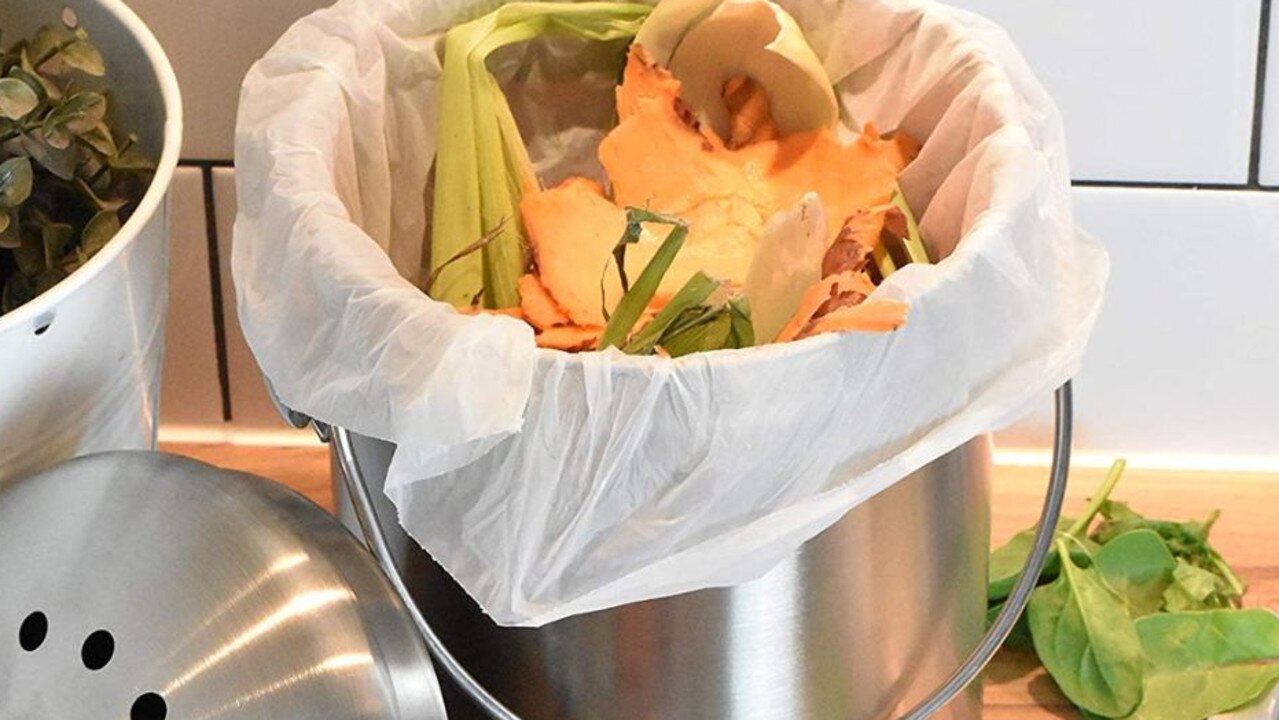 Collect your compost with this bin suited for your kitchen benchtop. Image: Amazon