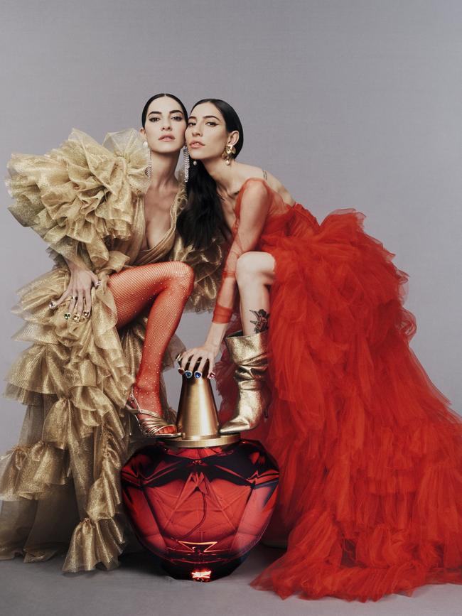 The Veronicas in their Untouched fragrance campaign. Picture: Georges Antoni