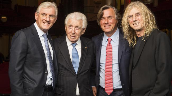 Steven Lowy, left, with Sir Frank Lowy, Peter Lowy and David Lowy. Picture: Hollie Adams