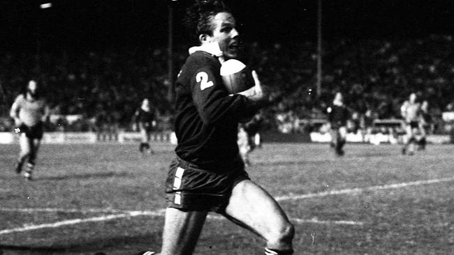 Kerry Boustead in full flight for Queensland in an Origin.