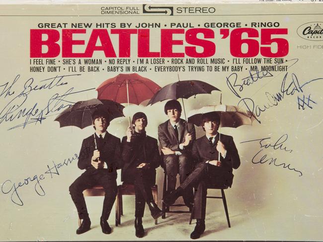 Worthy memorabilia ... Julien's Auctions unveiled this “Beatles ’65” album signed by all four members of the band. Picture: Julien's Auctions
