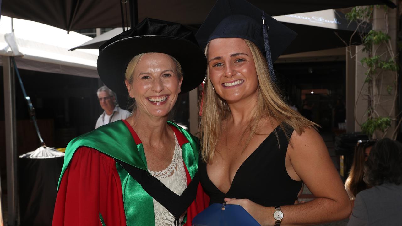 Dr Jo Henriksen and Chloe Leonard. Deakin School of Education; NIKERI; and Centre of Humanitarian Leadership students graduated on Wednesday lunchtime. Picture: Alan Barber