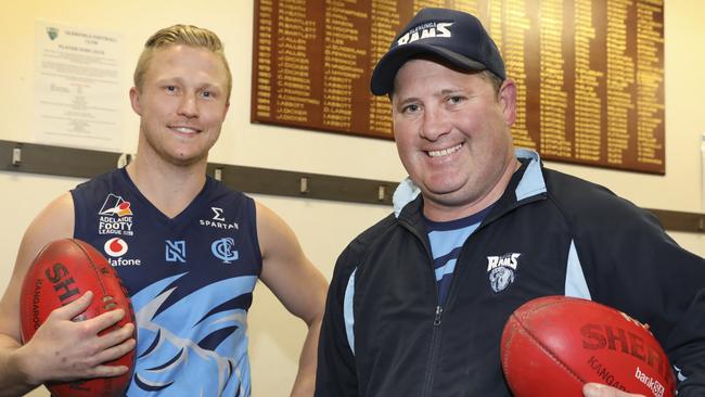 Glenunga coach John Cunningham (right) and captain Andy Read pictured before the 2019 grand final. Cunningham and the Rams have agreed to part ways. Picture: Dean Martin