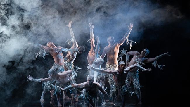 Bangarra Dance Theatre performance of Bennelong at the Sydney Coliseum Theatre. From the documentary Firestarter: The Story of Bangarra. Picture credit: Daniel Boud