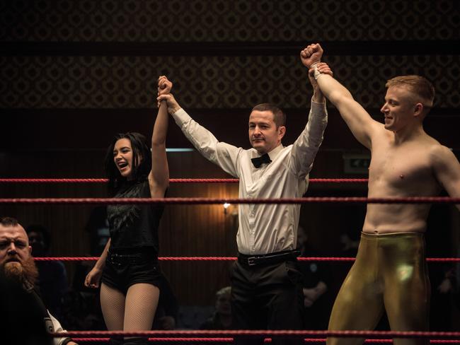 Florence Pugh and Jack Lowden (right) in fighting With My Family.