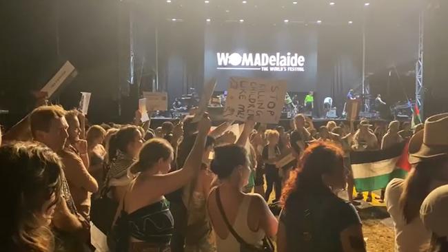 Pro-Palestinian activists waved flags, turned their backs and chanted during Ziggy Marley’s headline act on Monday night. Picture: Facebook