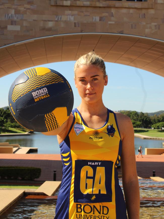 Bond University Bull Sharks Netball 2024. HART Sapphire Series captain Hannah Le Sage