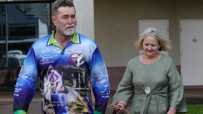 Warren and Elle Brown, the parents of Holly Winta Brown, 17, who died at the Laura Races in 2015 leaving the Coroners Court after the release of inquest findings into her death. Picture: Stewart McLean