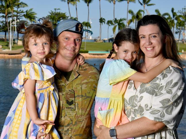 Sergeant Aaron Robertson from 1st Aviation Regiment, is one of the first soldiers from his unit to relocate from Darwin to Townsville. Picture: Evan Morgan