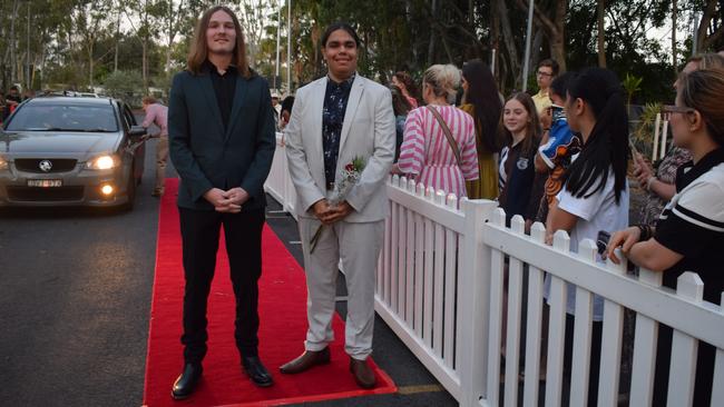 Joel Hodgens and Jeremiah Fuller at the North Rockhampton High School Formal 2023.