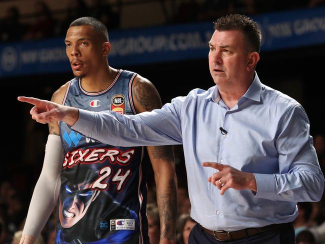 ADELAIDE, AUSTRALIA - DECEMBER 09: Scott Ninnis interim coach of the 36ers  during the round 10 NBL match between Adelaide 36ers and Cairns Taipans at Adelaide Entertainment Centre, on December 09, 2023, in Adelaide, Australia. (Photo by Sarah Reed/Getty Images)