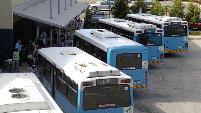 28/04/05 142650i Commuters at the Plaza bus interchange. Photo :Barry Leddicoat. Picture: Barry Leddicoat