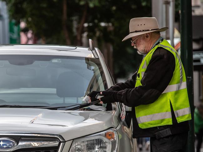 City of Melbourne parking inspectors in the CBD. Picture: Jason Edwards