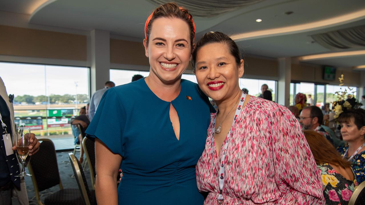 Lia Finocchiaro and Yolanda Lay at the Chief Minister's Cup Day at the Darwin Turf Club on Saturday, July 13. Picture: Pema Tamang Pakhrin