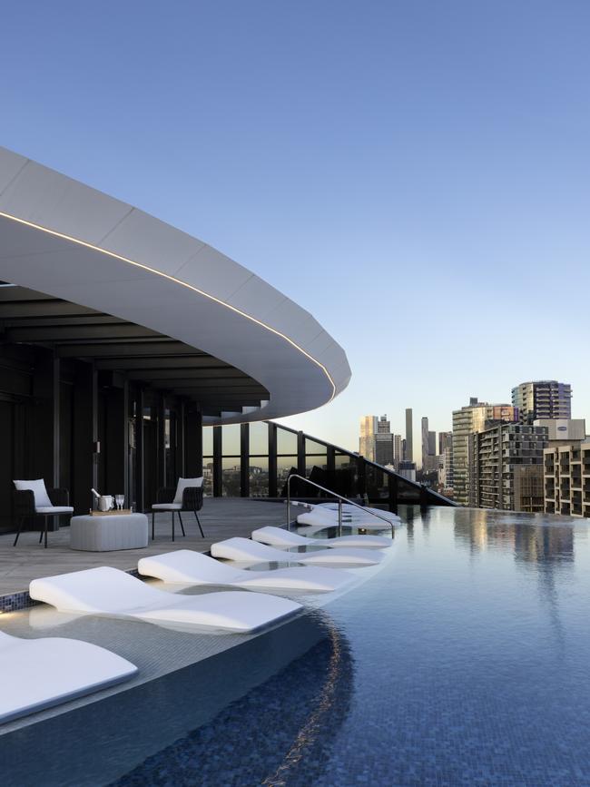 The infinity pool and its surrounds reflect the interior of a luxury yacht. Pictures: Supplied