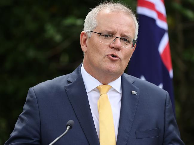 CANBERRA, AUSTRALIA NewsWire Photos JANUARY 25, 2022: Prime Minister Scott Morrison spoke at the 2022 Australian of the Year Finalists Morning Tea, at the Lodge in Canberra.Picture: NCA NewsWire / Gary Ramage