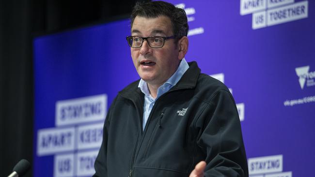 Victorian Premier Dan Andrews at the Saturday briefing for media. Picture: Wayne Taylor