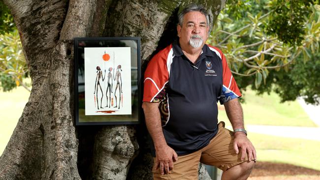 Aboriginal artist Laurie Nilsen, 66, passed away on March 6. An exhibition of his work is at Fireworks Gallery, Bowen Hills. Picture: Richard Walker