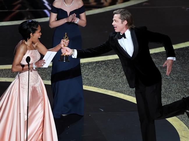 Regina King presented Brad Pitt with his first acting Oscar. Picture: Getty Images