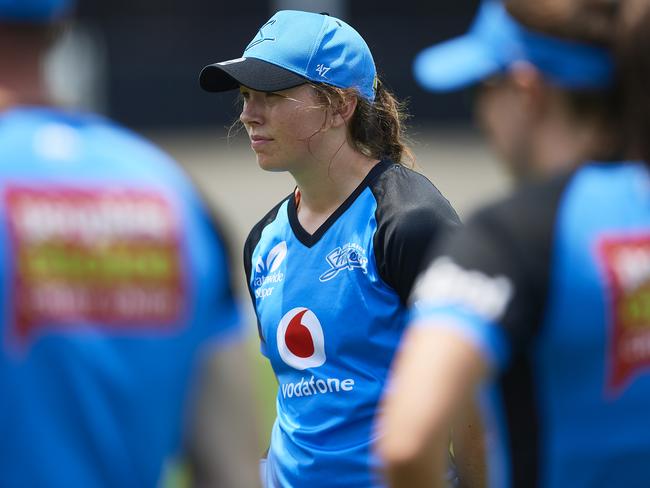 Annie O'Neil after receiving her playing cap, to debut for Adelaide Strikers on December 1. Picture: BRETT HEMMINGS/GETTY IMAGES