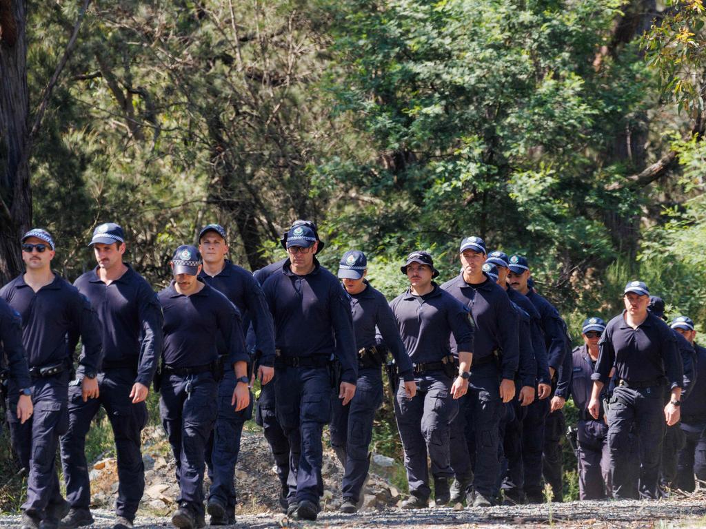 Police on Wednesday investigating the crime scene on Jerrara Rd, Bungonia, where the bodies of Jesse Baird and Luke Davies were discovered. Picture: NCA NewsWire / Max Mason-Hubers