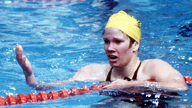 An emotional Tracey Wickham after her final swim.