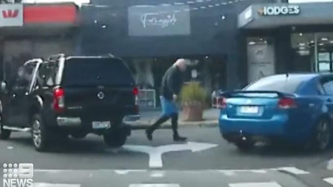 Football broadcaster Rex Hunt has been involved in an ugly, violent road rage incident at Beaumaris. Picture: 9 News