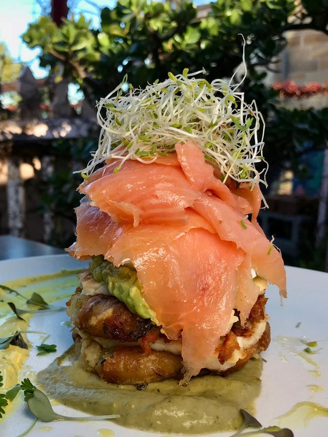 The smoked salmon stack. Picture: Jenifer Jagielski