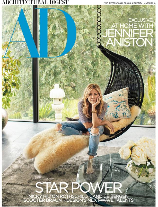 Jennifer Aniston on the cover of Architectual Digest. Picture: Architectural Digest/Francois Dischinger