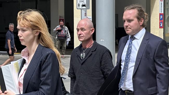 Dion Barber arrives at the District Court in Perth with his legal team for the start of a three week trial, he is suing the state government over claims he was placed in the care of his alleged abusers, and was abused again while in state care. Picture: NewsWire/ Emma Kirk,