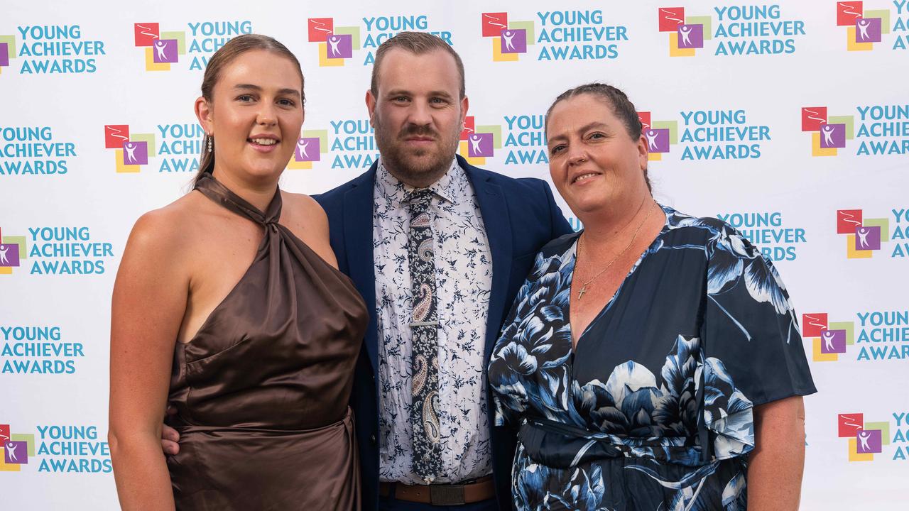 Skye Cooney, Ryan Cooney &amp; Kristy Woodward at the NT Young Achiever Awards. Picture: Pema Tamang Pakhrin