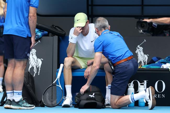 Jannik Sinner had to have a medical timeout fter feeling dizzy against Holger Rune