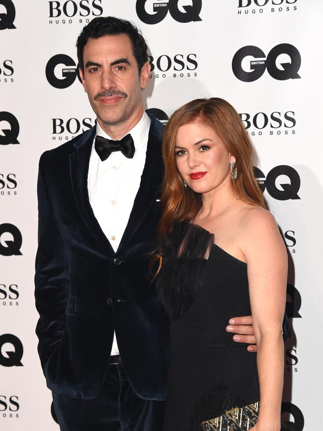 Sacha Baron Cohen and Isla Fisher. Baron Cohen was amongst those that authored an open letter criticising the WGA for staying silent after the Hamas attacks on Israel. Picture: Stuart C. Wilson/Getty Images