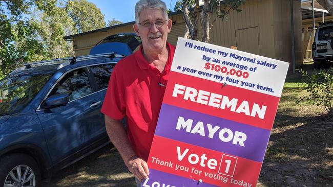 Mayoral candidate John Freeman at the booth at Greenbank.