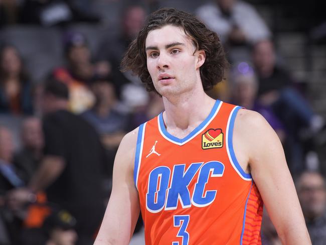 Josh Giddey #3 continued to play for the Oklahoma City Thunder despite the investigation. Picture: Getty Images