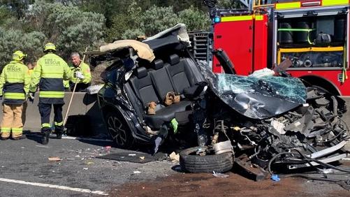 CareFlight responded to the multi-vehicle crash on the M4 at Eastern Creek on Monday. Picture: CareFlight