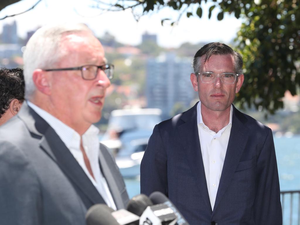 NSW premier Dominic Perrottet and NSW Health Minister Brad Hazzard. Picture: John Grainger