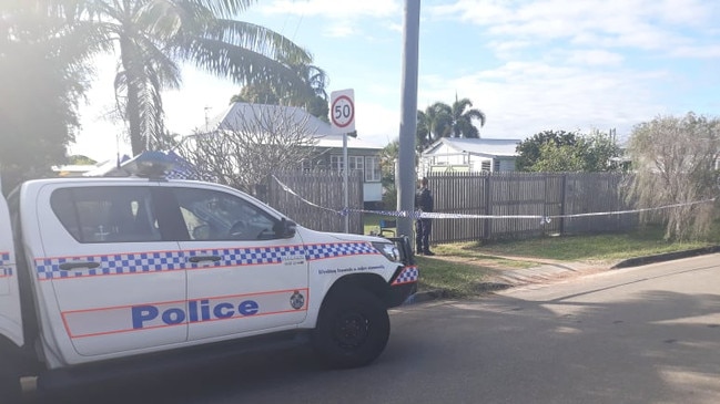 Police attend the scene of a fatal stabbing on China St, Mundingburra. Picture: Cameron Bates