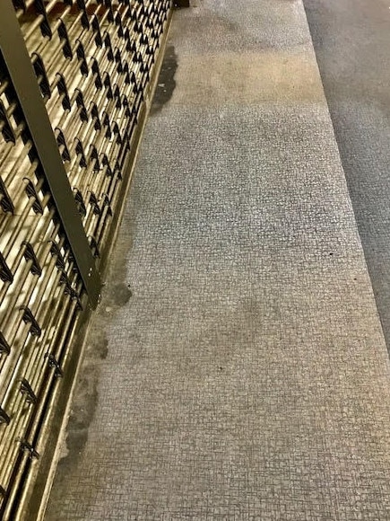 The carpet is marked in several places.