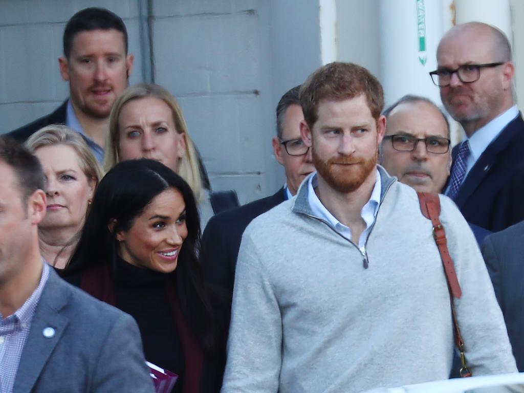 15/10/2018: Meghan Markle and Prince Harry arrive at Sydney International Airport on Monday morning. Picture: Hollie Adams