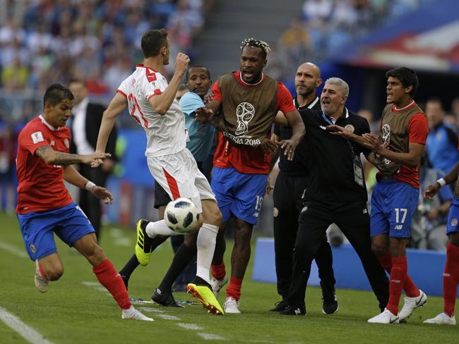 Costa Rica’s Kendall Waston comes to his coach’s defence. Picture: AP