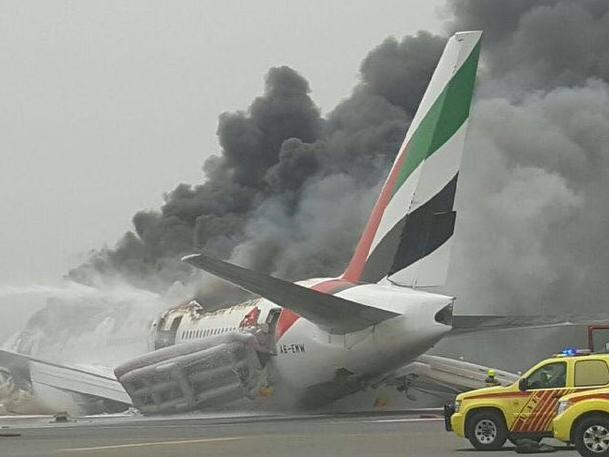 ANIVerified account ‏@ANI_news #Emirates plane on fire at #Dubai Airport, all passengers safe (Picture Source: Al Arabiya)