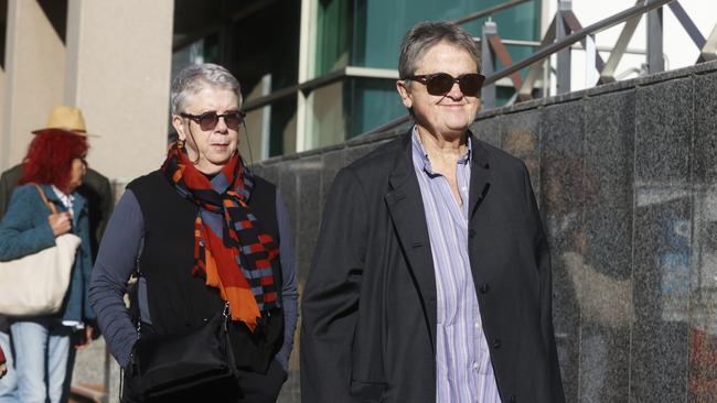 Jan Cameron, right, outside the Hobart Magistrates Court. Picture: Nikki Davis-Jones