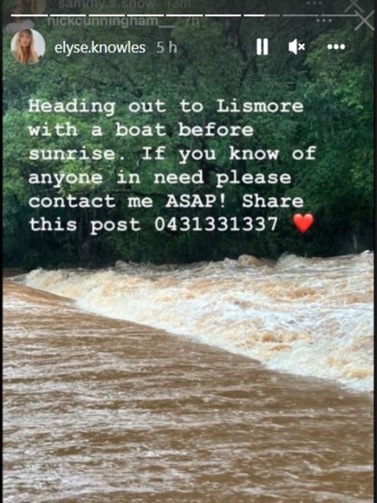 Ms Knowles said she was headed to Lismore with a boat on Tuesday morning. Picture: Instagram