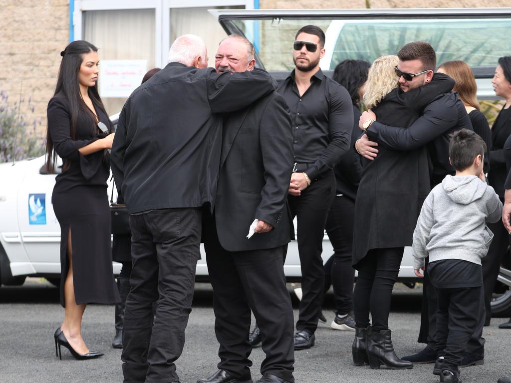 Family and friends gather outside the HisHouse Church for funeral OF teen crash victim Tyrese Bechard. Picture: John Grainger