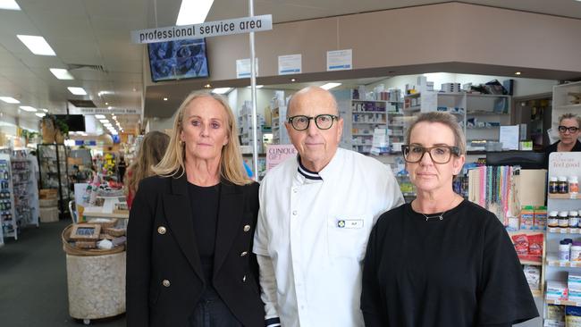 Torquay Pharmacy Sally Irwin, Alf Jacobson and Jo Saliaris. Picture: Mark Wilson