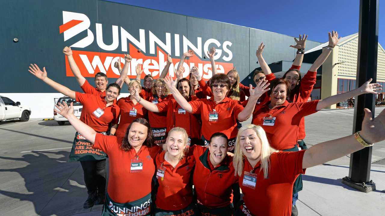 Springfield Central Bunnings store team get excited on opening day.Photo: Rob Williams / The Queensland Times. Picture: Rob Williams